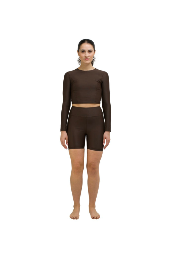 Hauslabel Long Sleeve Cropped Top - Arabica