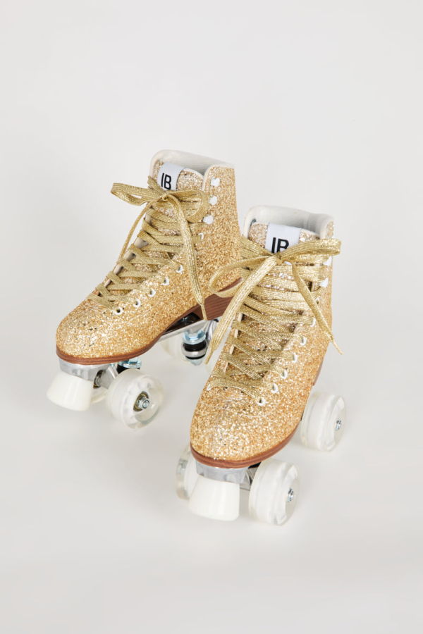 "INTENTIONALLY __________." PRE PARTY ROLLER SKATE - Gold/Lilac