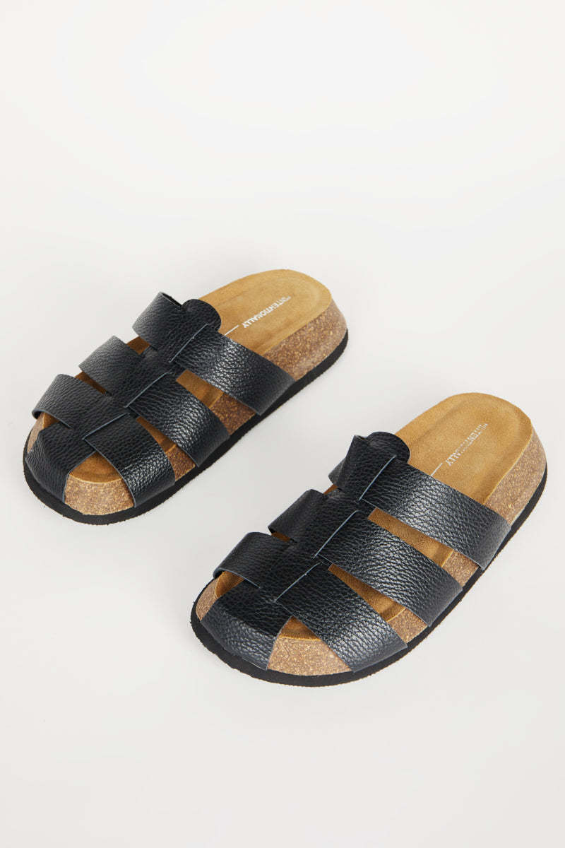 "INTENTIONALLY __________." RAFT FISHERMAN SANDAL - Black/Cream