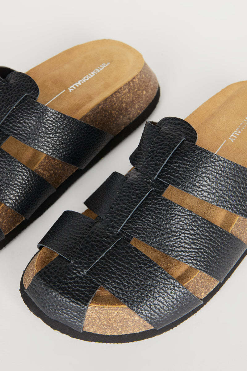 "INTENTIONALLY __________." RAFT FISHERMAN SANDAL - Black/Cream