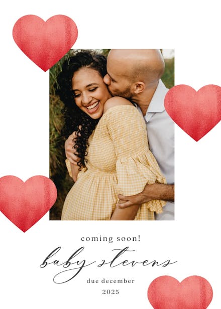 Glitter Hearts - Pregnancy Announcement Template | Greetings Island