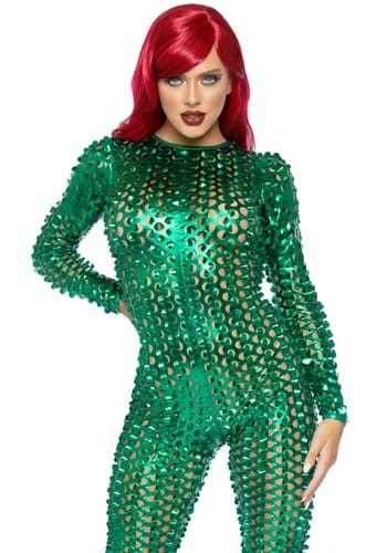 Green Laser Cut Metallic Catsuit Costume