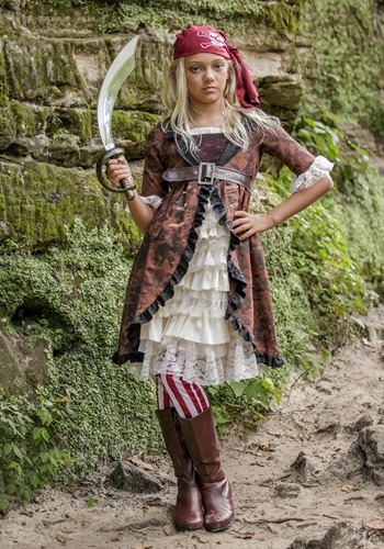 Girl's Brown Coat Pirate Costume