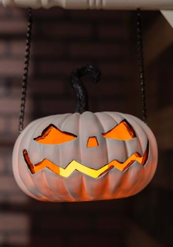 7 Inch White Resin LED Jack O Lantern Arrow Figure