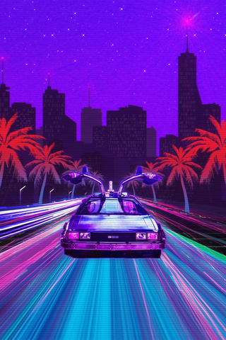 320x480 Delorean Cyberpunk Road 4k Apple Iphone,iPod Touch,Galaxy Ace ...