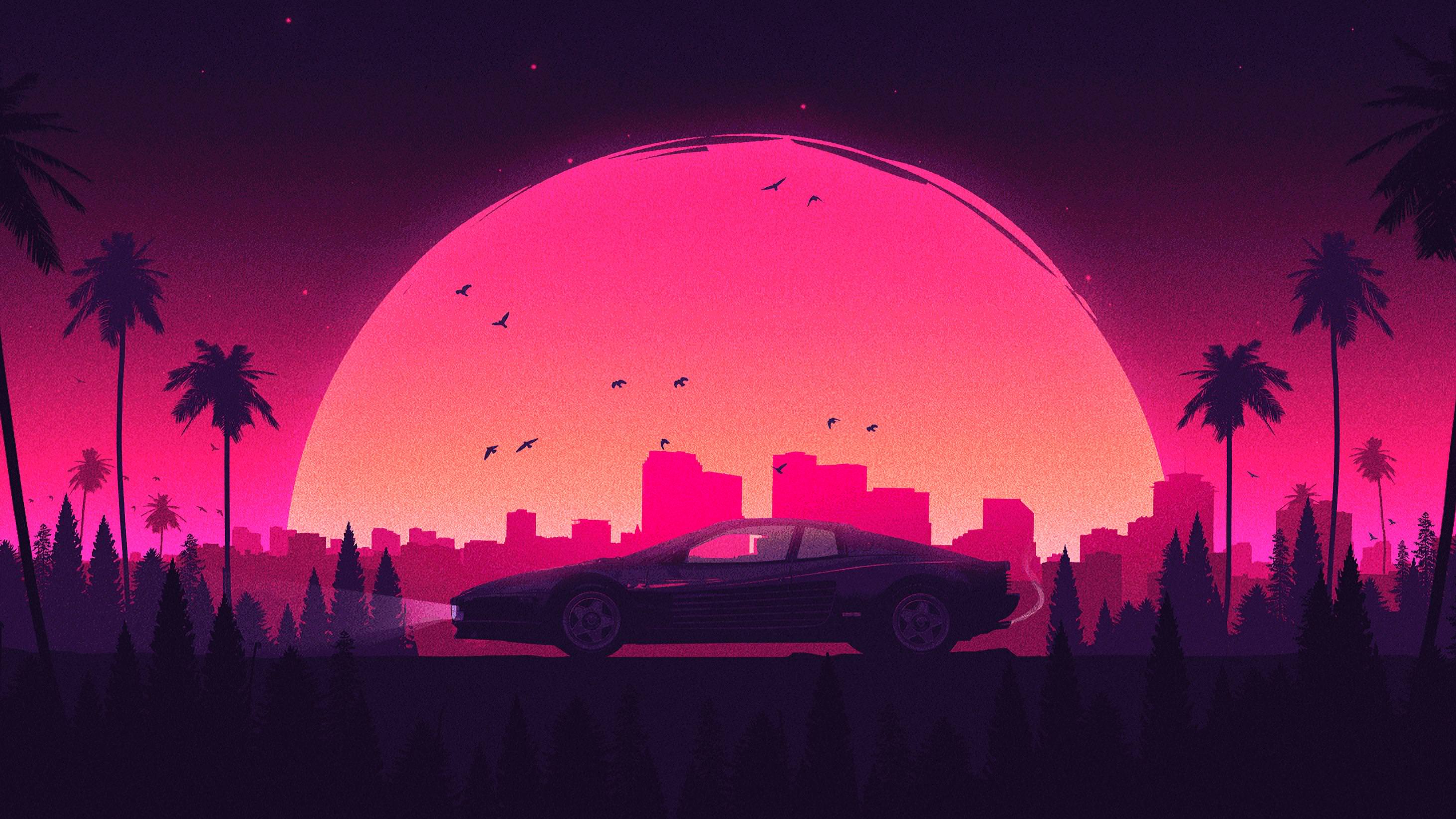 1280x800 Pink Retro City Lamborghini 720P ,HD 4k Wallpapers,Images ...