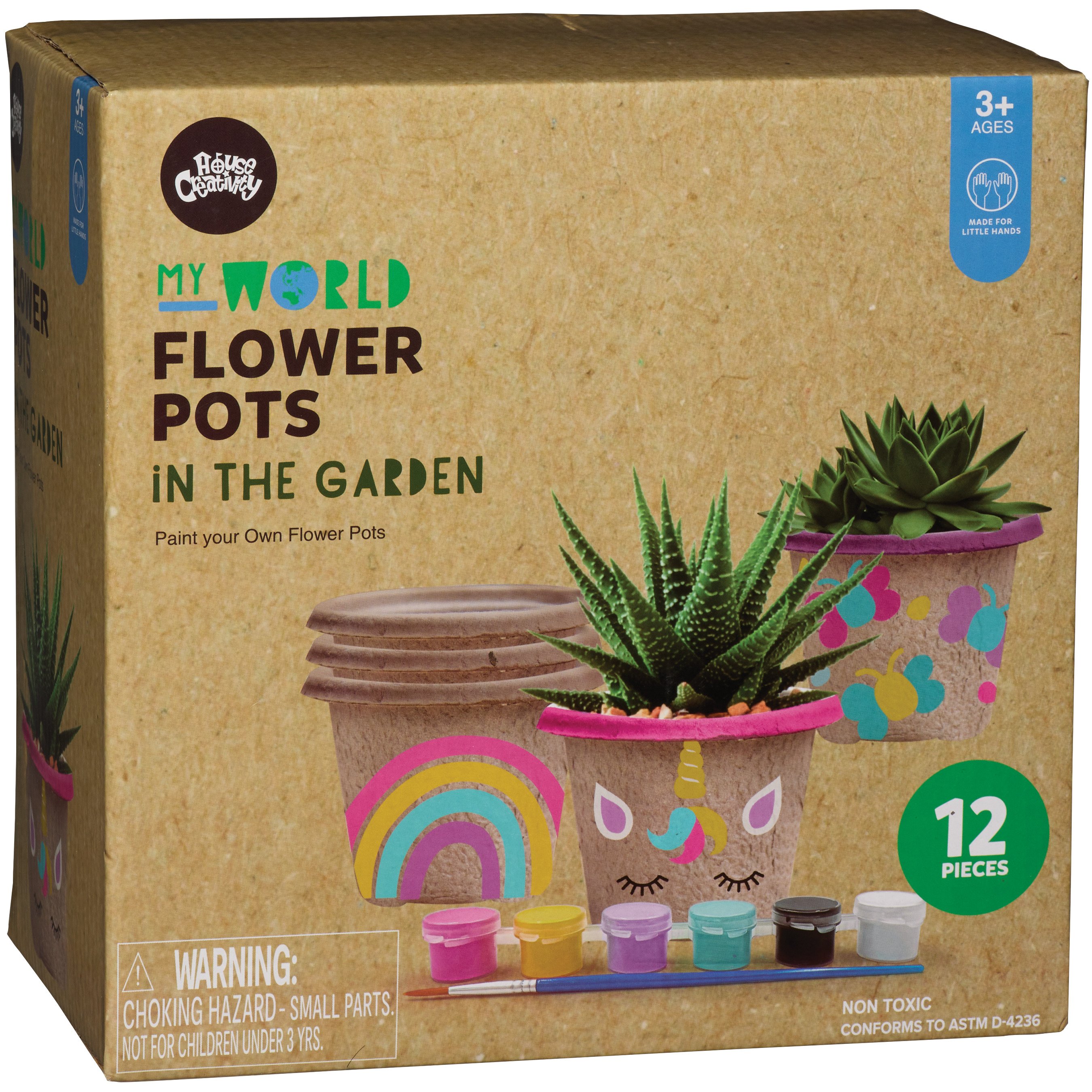 House Creativity My World In The Garden Paint Your Own Flower Pots Kit ...