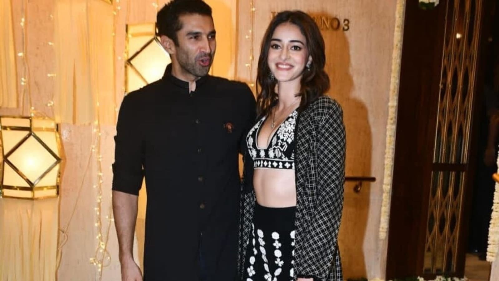 Ananya Panday poses with Aditya Roy Kapur at Diwali party after ...