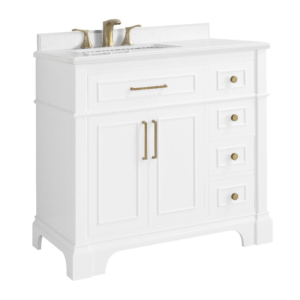 Home Decorators Collection Melpark 36 in. W x 22 in. D Bath Vanity in White with Cultured Marble Vanity Top in White with White Sink