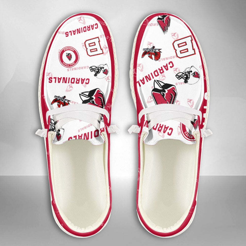 NCAA Ball State Cardinals Custom Name Hey Dude Shoes