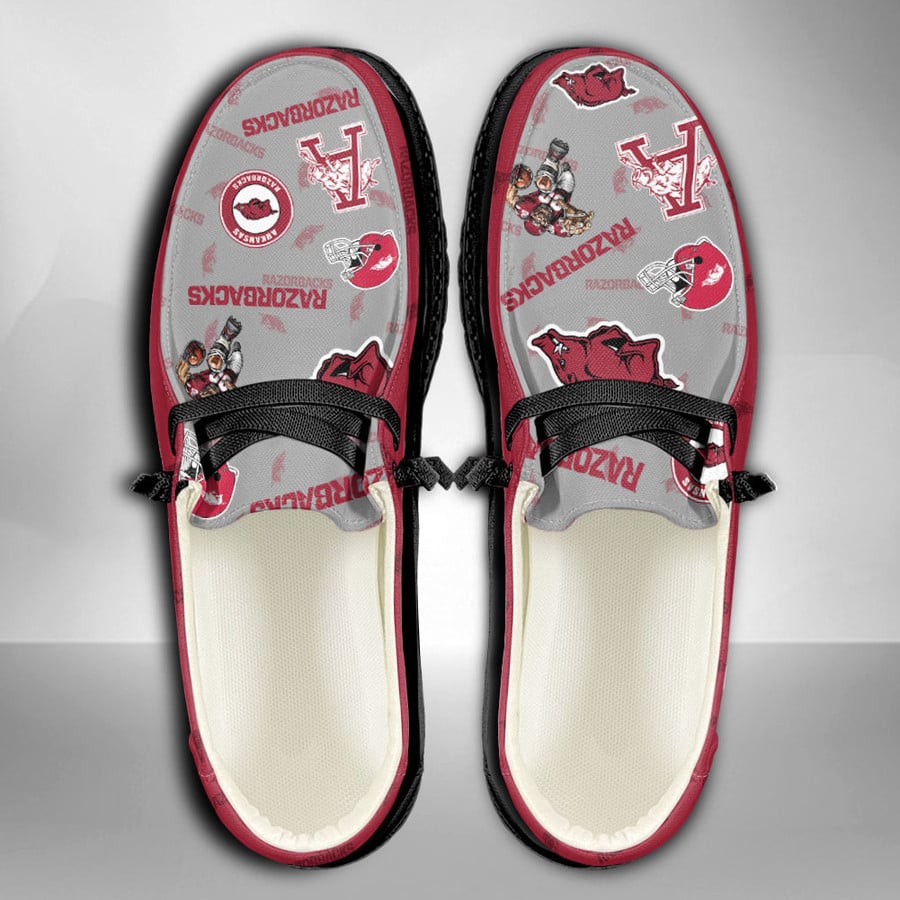 NCAA Arkansas Razorbacks Custom Name Hey Dude Shoes