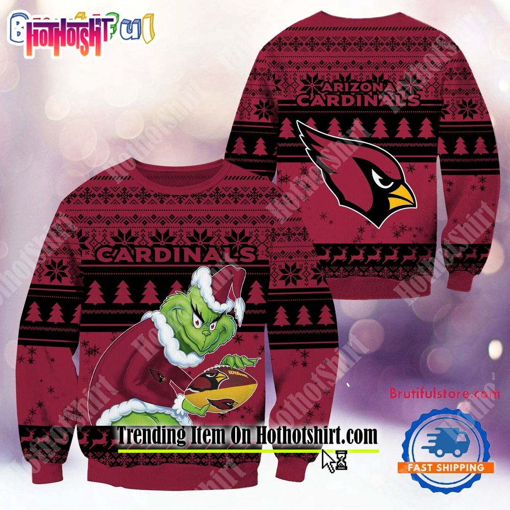 NFL Arizona Cardinals Football Grinch Christmas Ugly Sweater 2024