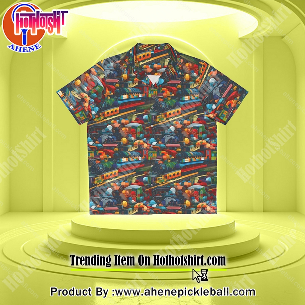 HOT HOT Vibrant Psychedelic Train Journey Hawaiian Shirt Men’s