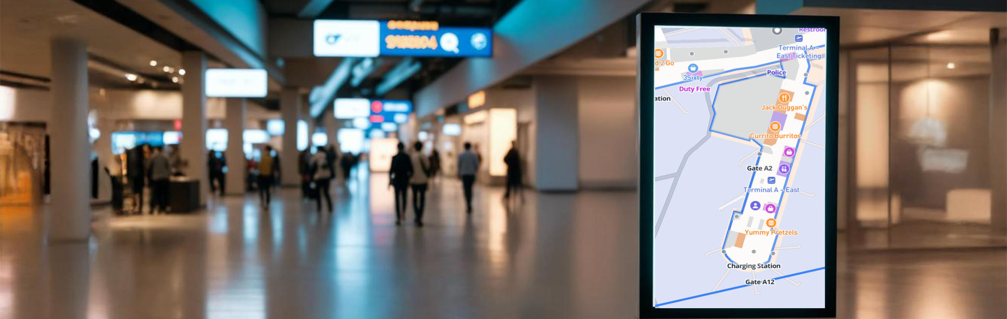 Airport map display in terminal