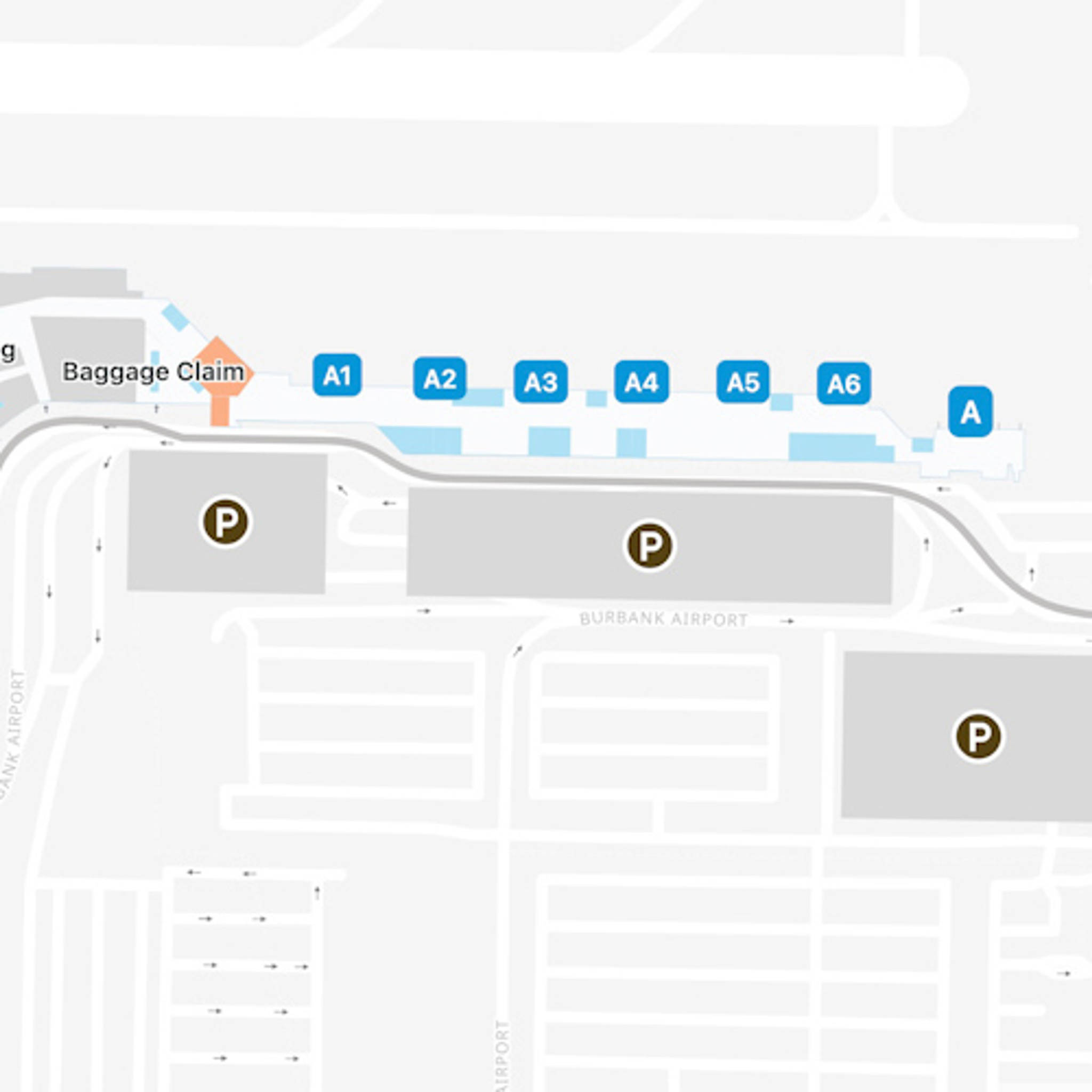 Hollywood Burbank Airport BUR Terminal A Map