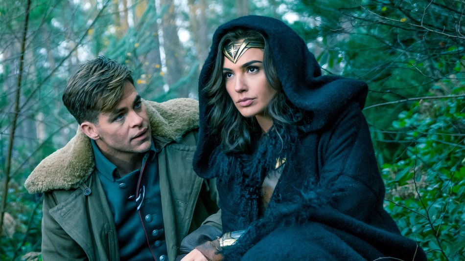 Chris Pine as Steve Trevor and Gal Gadot as Diana Prince/Wonder Woman in Wonder Woman (Warner Bros, HF)