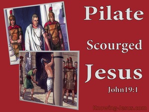 John 19:1 Pilate Scourged Jesus (red)