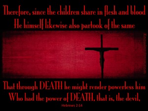 Hebrews 2:14 Through Death He Defeated Death (red)