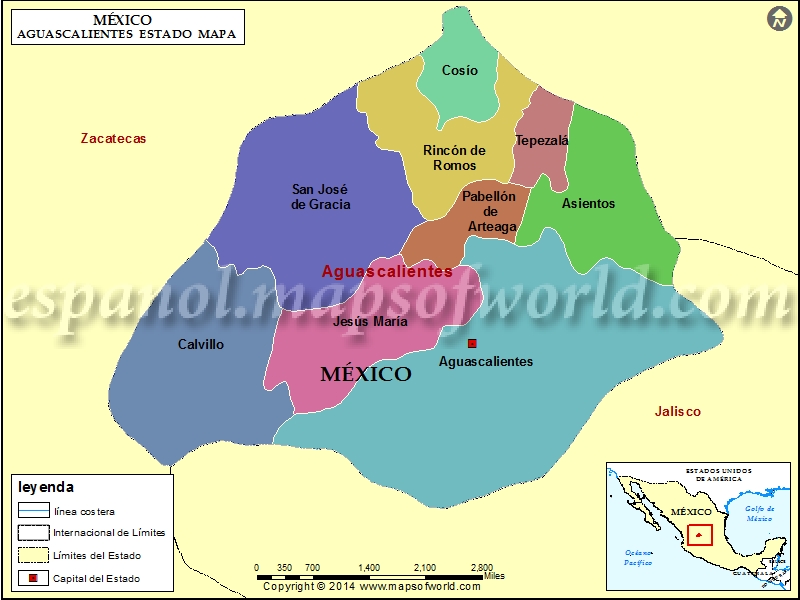 Mapa de Aguascalientes | Estado de Aguascalientes Mexico image.