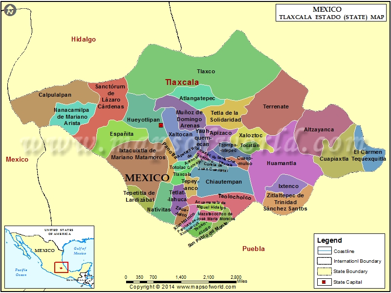 Tlaxcala Mapa | Tlaxcala Mexico Map