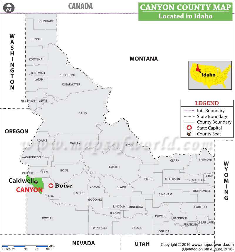 Canyon County Map, Idaho