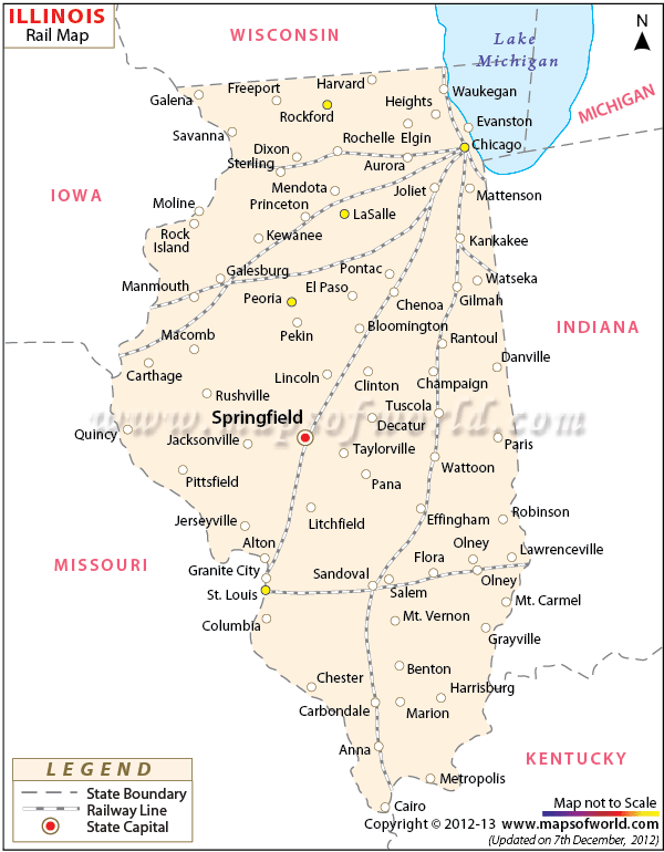 Illinois Railroad Map, Illinois Rail Map