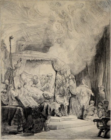 Rembrandt Etching, The Death of the Virgin, 1639