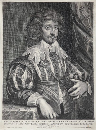 Anthony van Dyck Engraving, Antonius Bourbonius (Antoine de Bourbon), c. 1645