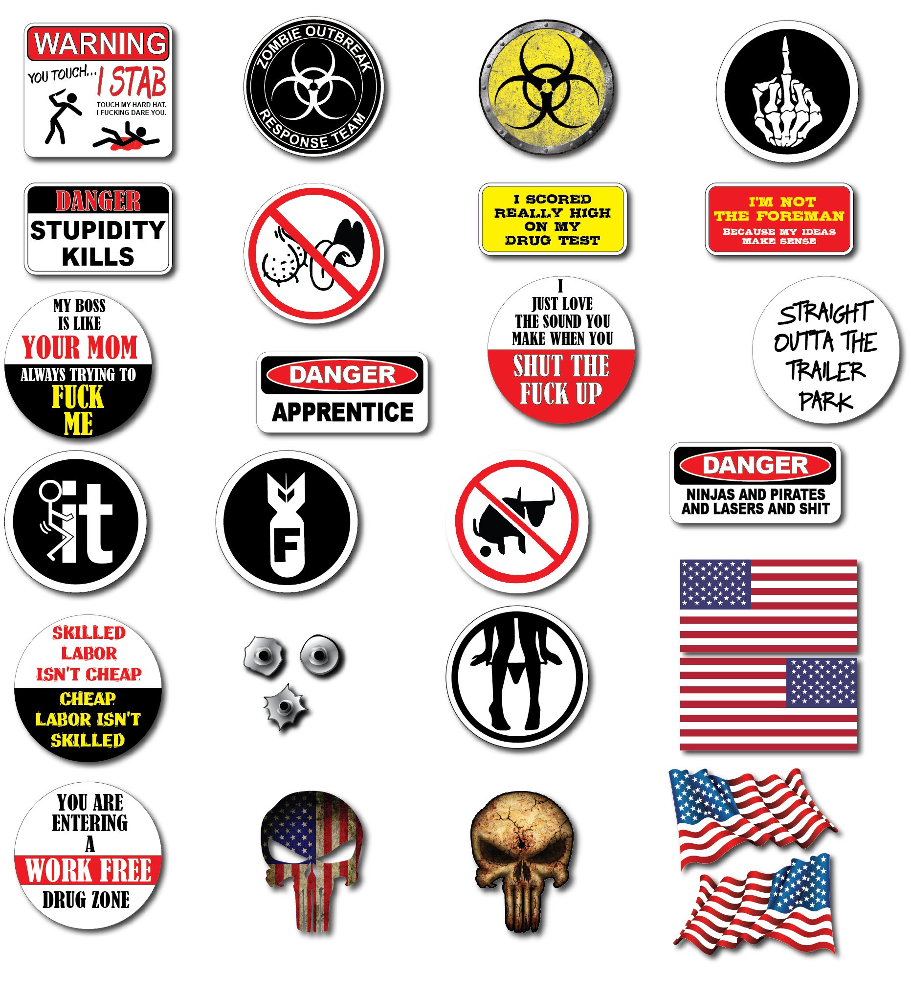 Decals by Haley 28 Pack of Crude Humor Hilarious Hard Hat Prank Decal ...