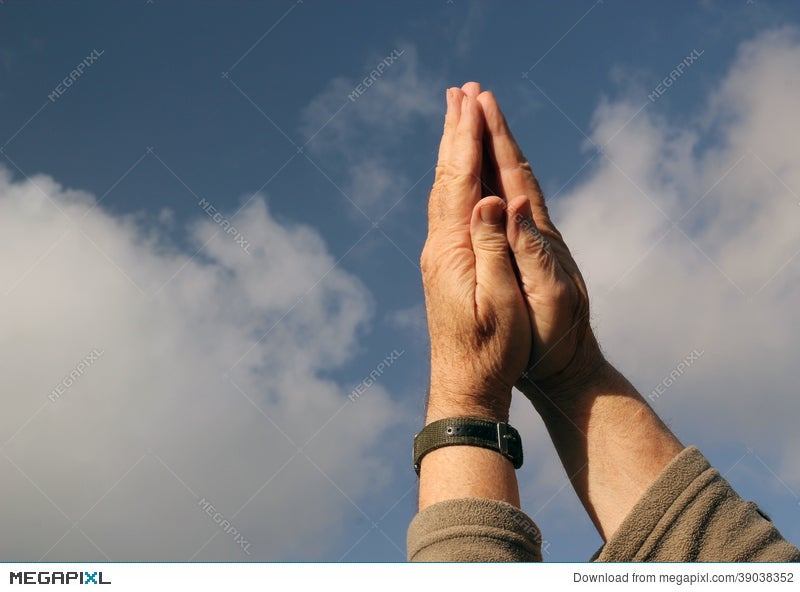 Hands Praying To Heaven. Sky Background. Stock Photo 39038352 - Megapixl