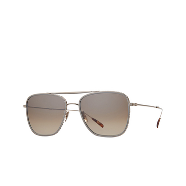 Mr. Leight NOVARRO S Sunglasses 12KG-MPL/SMKY 12k white gold-maple - three-quarters view