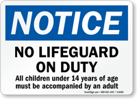 No Lifeguard On Duty Sign