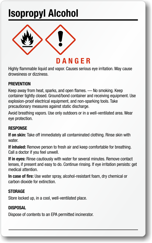 Printable Isopropyl Alcohol Label