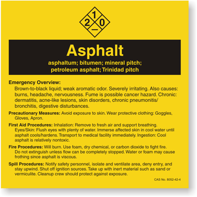 Asphalt ANSI Chemical Label , SKU: LB-1584-018