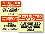 Photoluminescent Restricted Area Signs