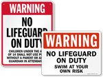 No Lifeguard On Duty Signs