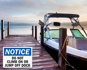 Notice Do Not Jump Off Dock Sign