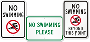 No Swimming Signs