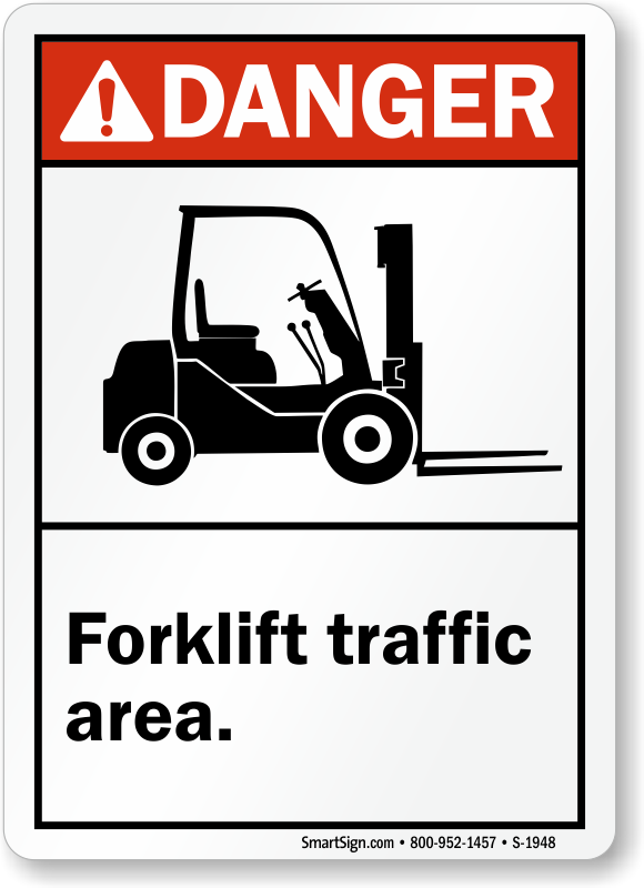 Free Shipping on ANSI Danger Forklift Traffic Area Sign, SKU: S-1948 ...