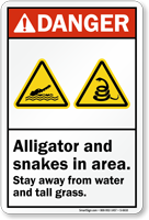 Alligator Snakes In Area Stay Away Danger Sign