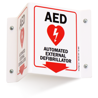 Automated External Defibrillator Projecting Sign