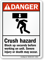 ANSI Danger - Crush Hazard, Severe Injury May Occur Sign, SKU: S-9033 ...