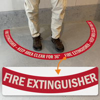 Fire Extinguisher   Keep Area Clear for 36 Inches, 2 Part Floor Sign