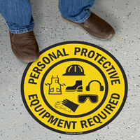 Personal Protective Equipment Required Floor Sign