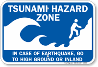 Tsunami Hazard Zone: In Case Earthquake Sign