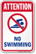 Attention No Swimming Sign