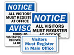 Visitors Must Register Signs