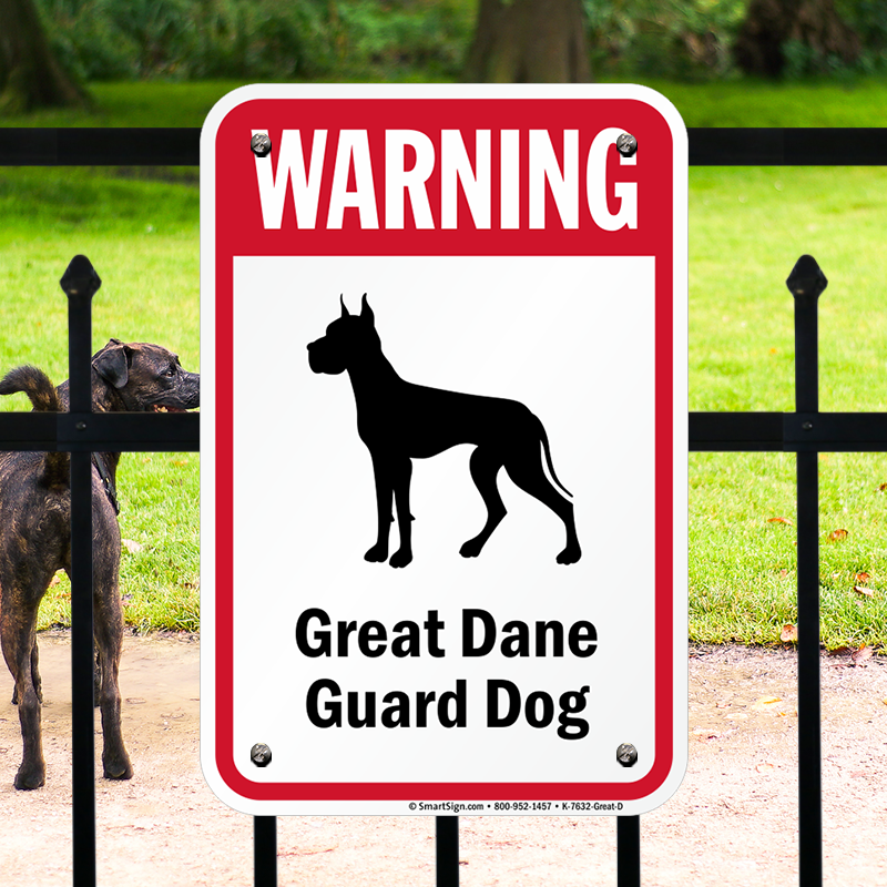 Warning Great Dane Guard Dog Sign, SKU: K-7632-GREAT-D