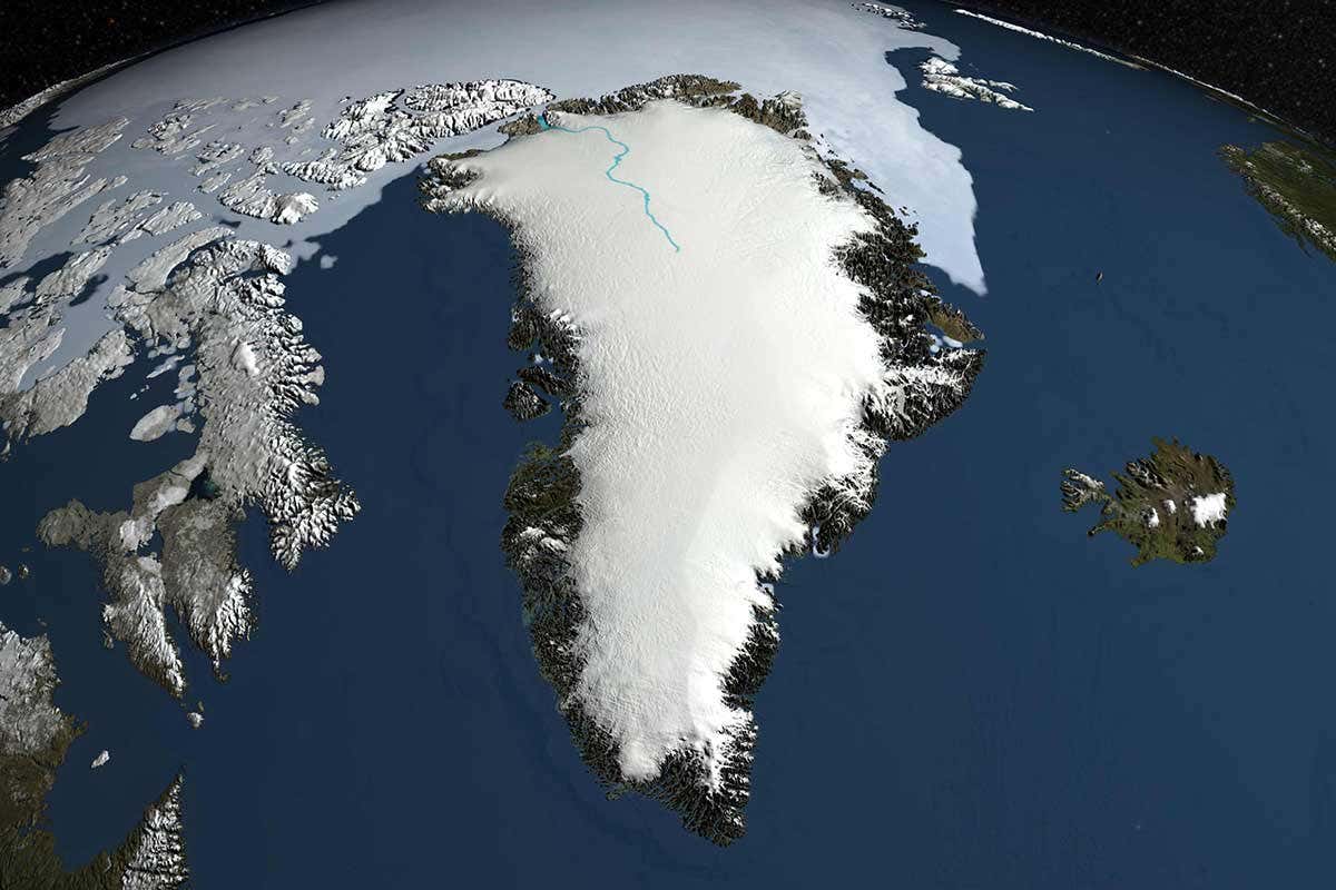 Map showing Greenland's ice sheet