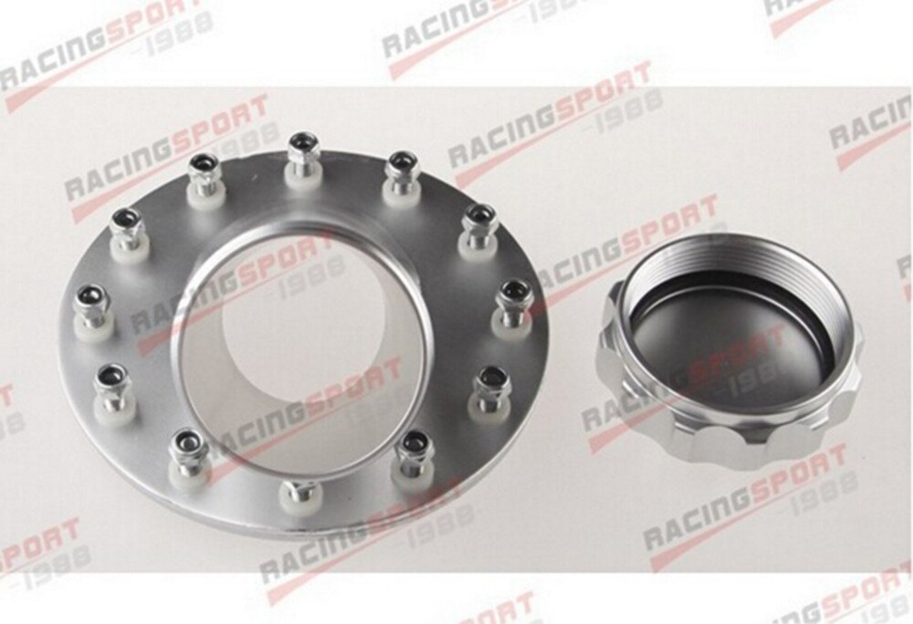 Billet Fuel Cell Fast Fill Filler Neck Aluminum 45 Deg/Degree 12 Bolt Flange Silver